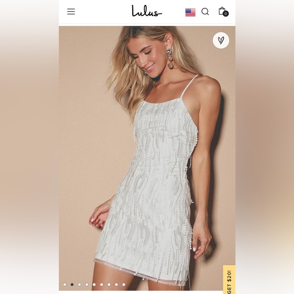 “Making Magic White Fringe Lace-Up Mini” dress from Lulus - Picture 2 of 9
